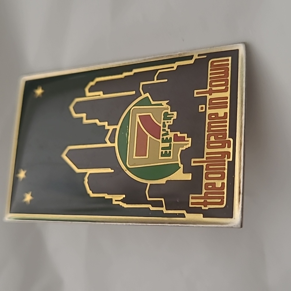 RARE Retro-Vintage 90s, Large🥤 7 Eleven Hat Enamel Pin, "The Only Game in Town"